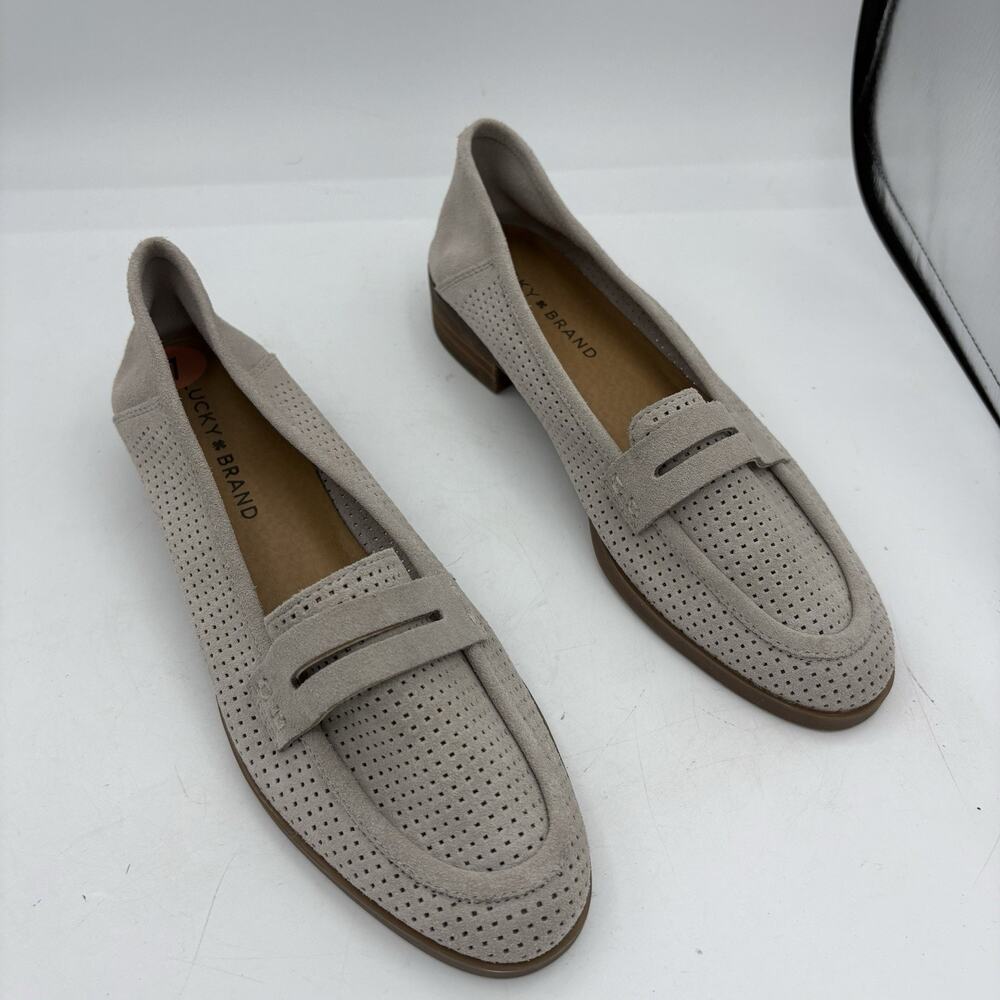 Lucky Brand‎ Loafers Womens Size 7 Caylon Leather Slip On Penny Beige Taupe